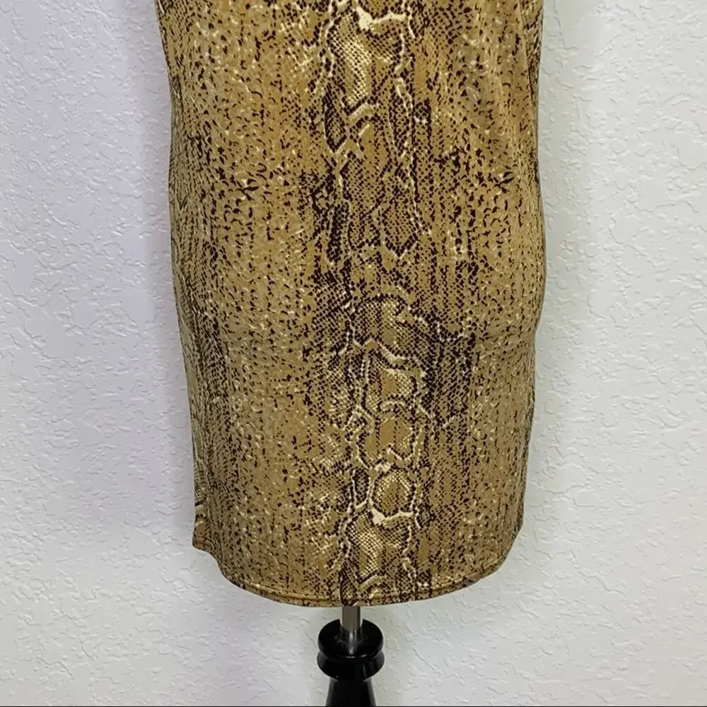 Tory Burch tan black snakeskin print silk shift dress size XS